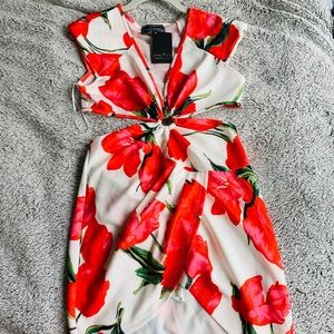 floral dress with cutouts